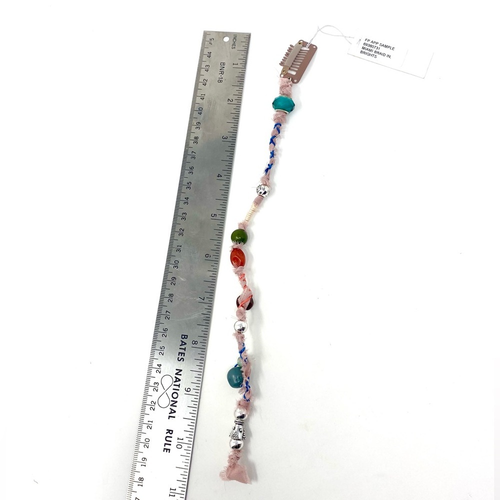 NWT Free People Miami Braid Ins Brights Pink Hair Accessory Beaded Clip - Picture 5 of 5
